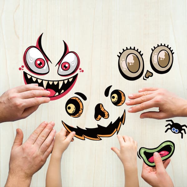 Halloween Gresskar Dekorasjonsklistremerker Mini Lag Gresskaransikt 1