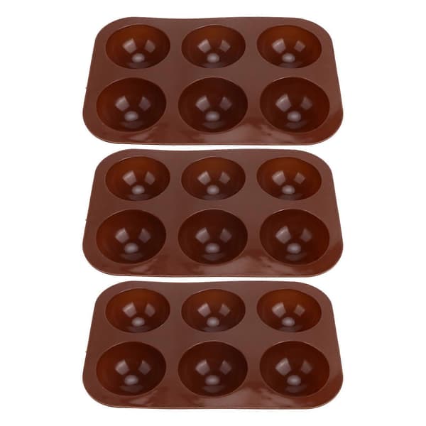 3 stk. 6-hullers silikone bageform, halvkugle chokoladebomber form til kagebudding
