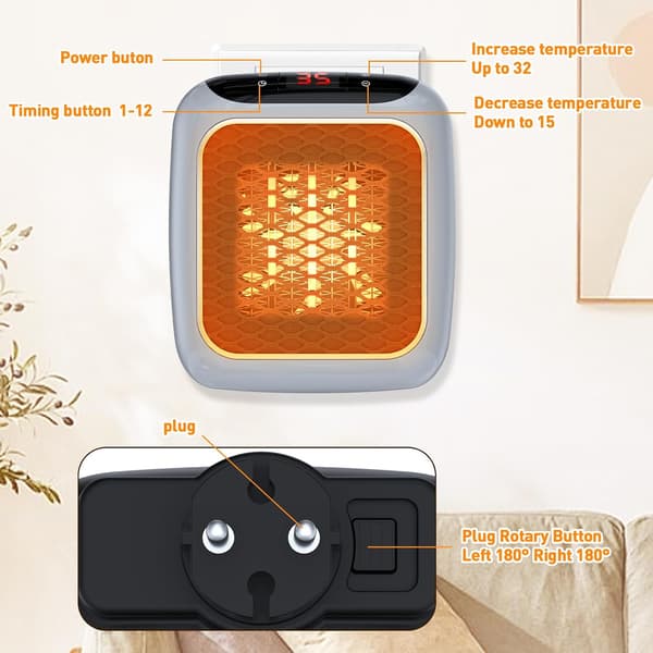 ##/Elektrisk vifteovn 800W Ekstra oppvarming, 12 timers timer, 2 moduser ##/