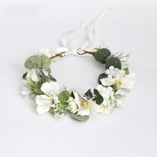 AVEKI Dame Piger Blomsterkrone Brud Eucalyptus Halo Bryllup Blomster Hårbånd Photo Shoot，GSG-017