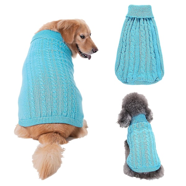 Kæledyrssweater, Turtleneck Strik Juper Hundetrøje Var frakke Sød hvalp Kattebeklædning blue m