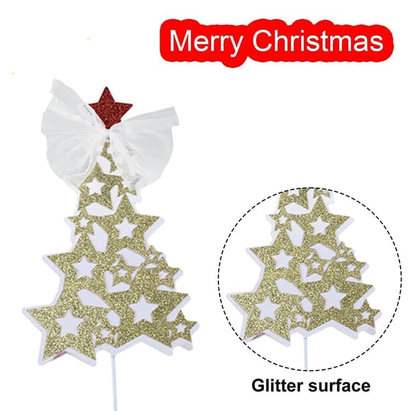 6 Sett julecupcake toppers, glitter juletårta