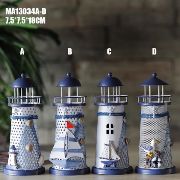 Mediterranean Tower Candle Lighthouse Iron Candlestick home Met Random style 2