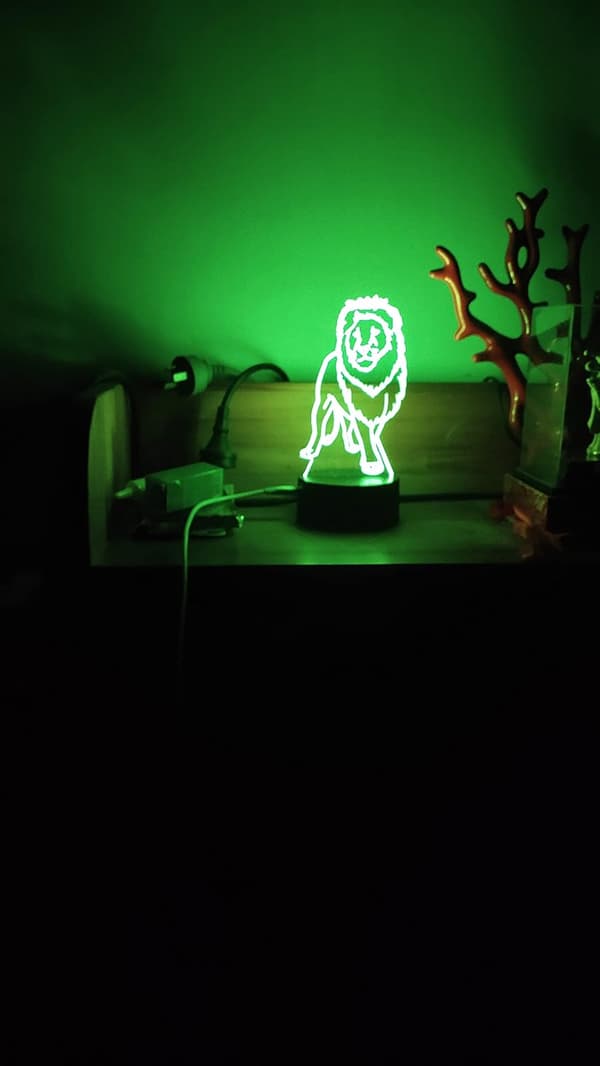 Lion Akryl 3D-lampa presenter, 3D Illusion Night Lights USB LED