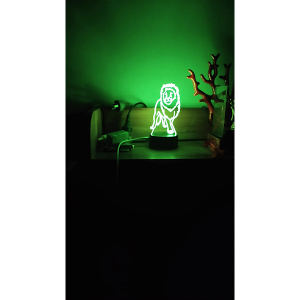 Lion Akryyli 3D-lamppu lahja, 3D Illusion yövalot USB LED