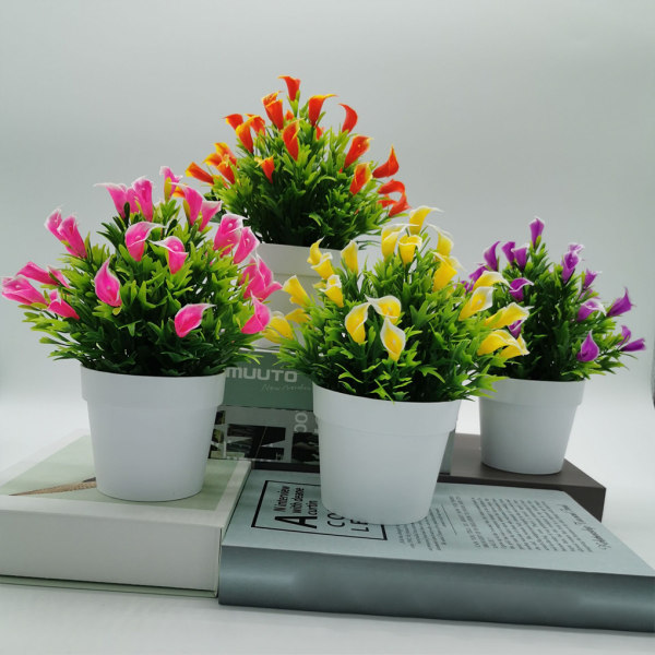 1/2 konstgjorda växter Bonsai inomhus eller utomhus faux blommor och sunset red 1 Pc