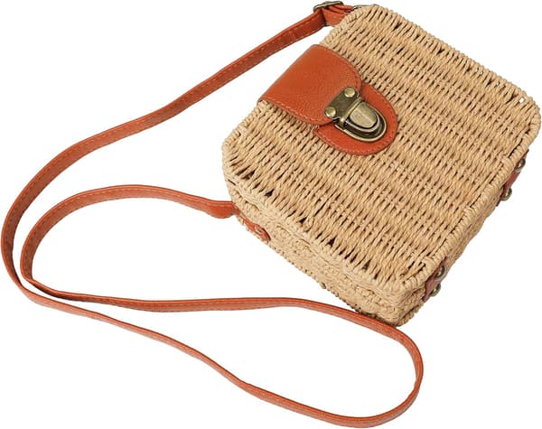 Axelväskor Halmväska Cross Body Summer Beach Purse Small Woven