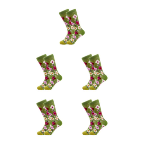 1/2/3/5 Färgglada Blomma Och Växter Strumpor För Dam - Lämplig 1#One size fits all 5PCS