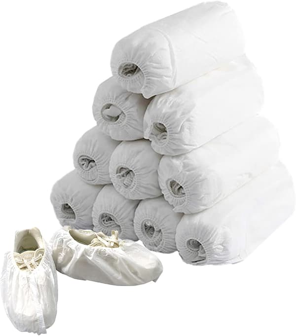 Hvide Engangs Sko-Overtræk i Nonwoven Materiale (100 stk) til Rengøring af Tæpper