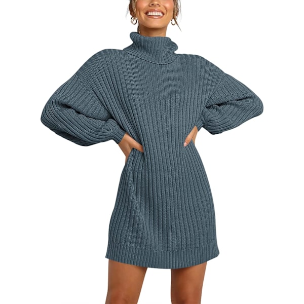 Kvinnor Turtleneck Lång Lantern Sleeve Casual Lös Oversized