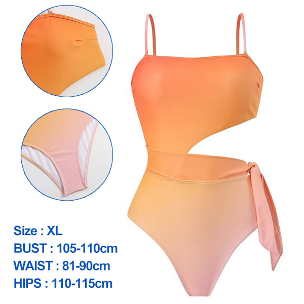 1 set lila och gula simbandsband i ett stycke för damer XL