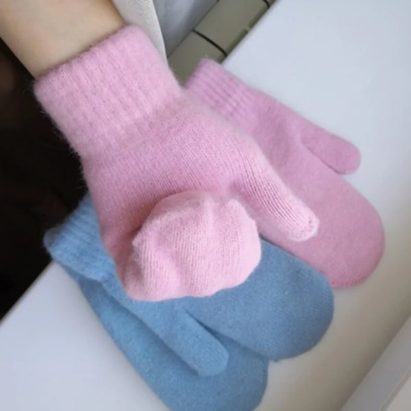 1 pari Naisten Talvi Pidä Lämpimänä Pehmo Käsineet Joustavat Pehmeät Kokosormikäsineet black one size