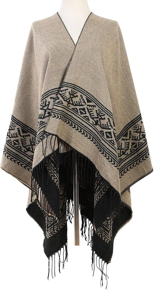 1 st Cape Sjal Elegant Varm Fyrkantig Höst och Vinter Dam Khaki