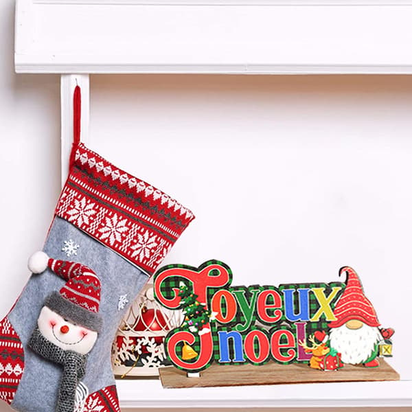 2 Styck Julbordsdekor Trä Gnome Bordsskiva Skylt Trä JOY+tree