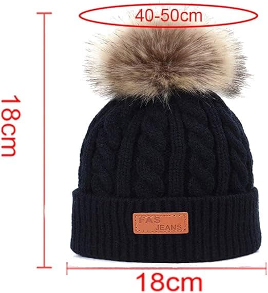 Svart vinterhatt för barn med pumps för att hålla varma pojkar och Gi