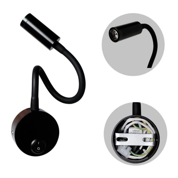 LED-vegglampe med bryter, leselampe sett med 2