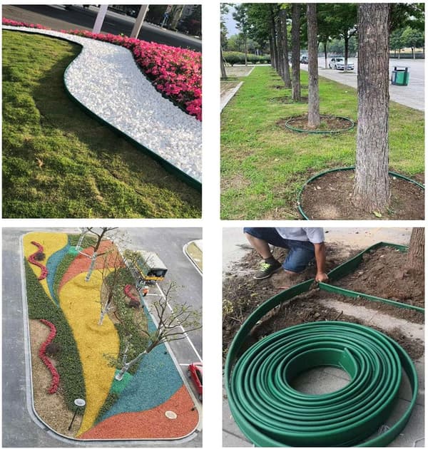 Fleksibel hagekanting i plast for plantegrenser