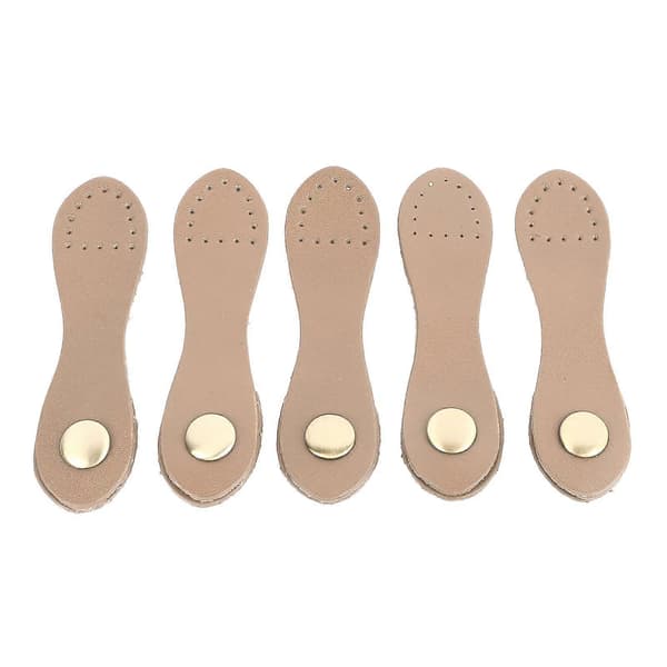 5 uppsättningar läderknäppen, mjuka, bärbara DIY-sydda läderflikstängningar för handväskor, axelväskor, plånböcker, beige antik mässingstillbehör