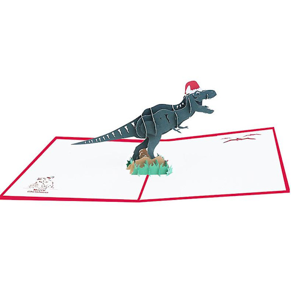 Dinosaurus Pop Up -syntymäpäiväkortti, käsintehty onnittelukortti lasten syntymäpäivälahjaksi (joulupipo)