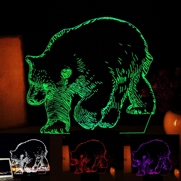 3D Isbjörn Nattljus Bord Skrivbord Optical Illusion Lampor