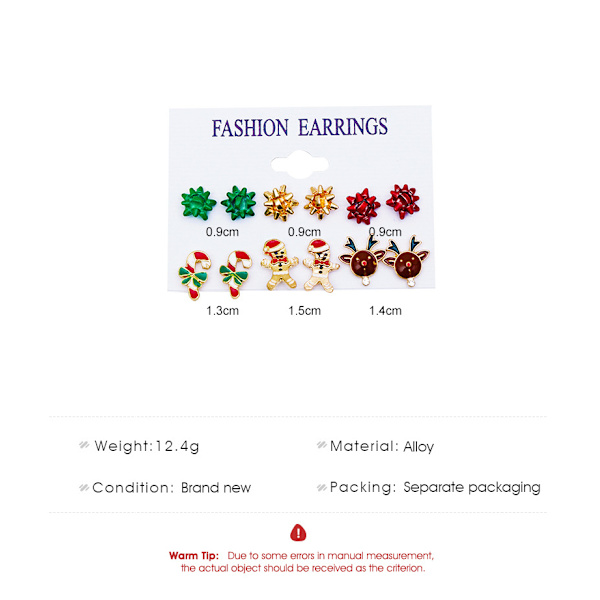 12pcs Jul örhängen studs Earrings