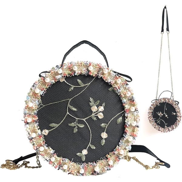 Små piger Sød håndtaske Blondehåndværk med blomster Prinsesse Håndtasker Crossbody skuldertaske til toddler NO:9