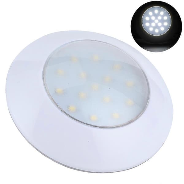 15LED Rund Kuplellys IP67 5000-6000K 3W 300LM Billoftslampe Indvendig Belysning 95mm 12V-24V