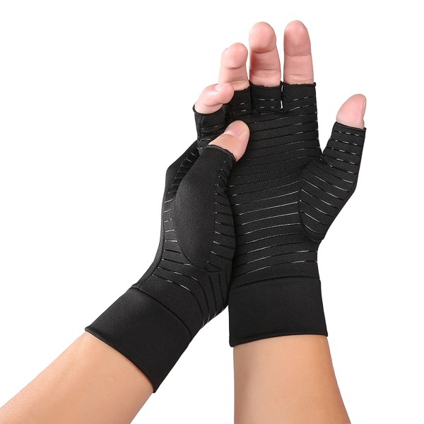 1 par kompressionshandskar Kopparfiber Halvfingerhandskar Utomhussport Fitness Ridning Halkfria handskar unisex L