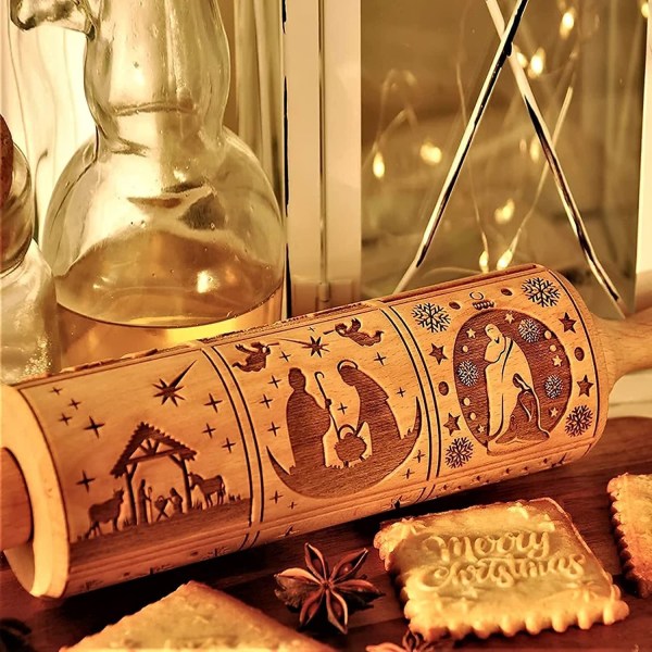 Nativity kagerulle 9 forskellige mønstre, til at bage kager