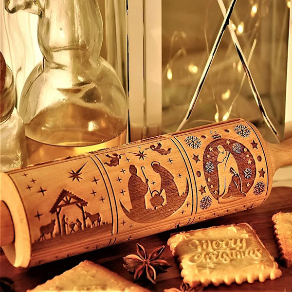 Nativity kjevle 9 forskjellige mønstre, for å bake kaker
