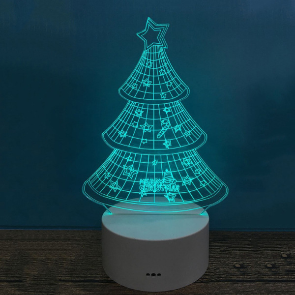 Joulukuusi 3D Yövalo USB Illuusio Lamppu Uu