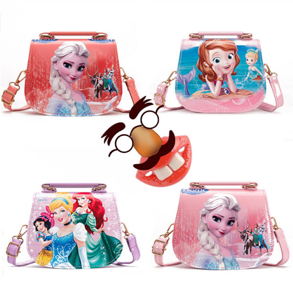 Messenger Bag Pu Plånbok Tecknad Tote Bag Barn Flickor Present Blå