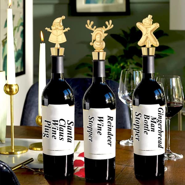 4-pakks festpynt og håndverk pepperkake mann vinflaske S