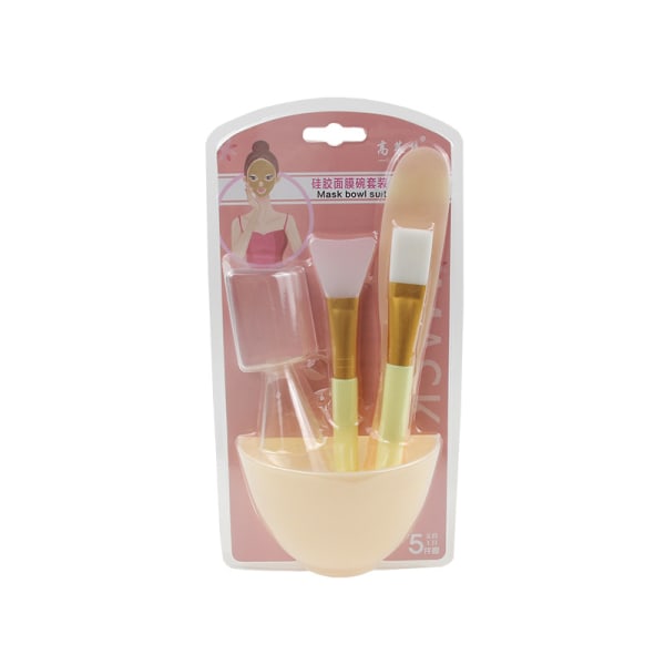 Set för ansiktsmasker, DIY-blandningsverktyg i silikon för ansiktsmasker  med maskskålborstar Stick Spatel, 5 IN 1, gul 5818 | Fyndiq