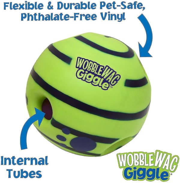 Wobble Wag Giggle Ball, Interactive Dog Toy, Fun Giggle Sounds, 14cm