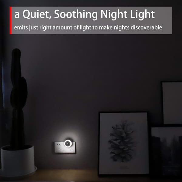 Rødt nattlys, LED nattlys med støpsel, rund, lyssensor