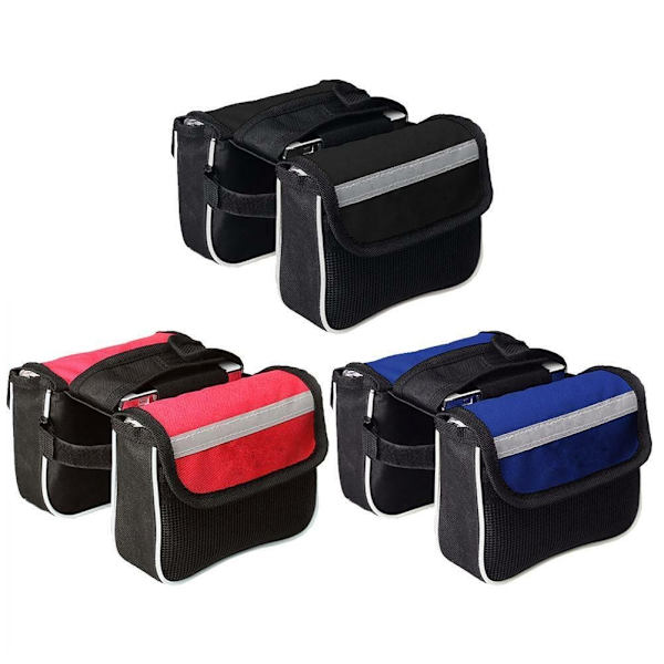 2X Bike MTB Cykelcykling Bagsæde Dobbelttaske Sadeltaske Opbevaringstaske Rack Pack Black