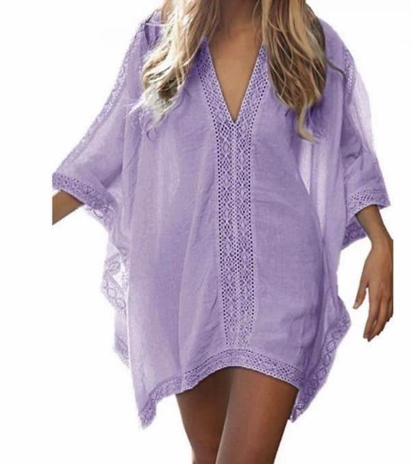 Dame badedragt Swim Bikini Badedragt Oversized Cover Up --- Lilla