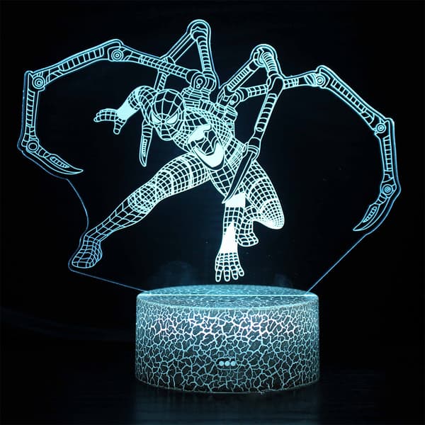 Spiderman 3d Lampa Led Nattljus Med Touch Control USB driven F
