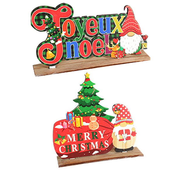 2 Styck Julbordsdekor Trä Gnome Bordsskiva Skylt Trä JOY+tree