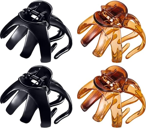 4-delt stor blæksprutteclips (brun og sort, 8 cm) skridsikker edderkop