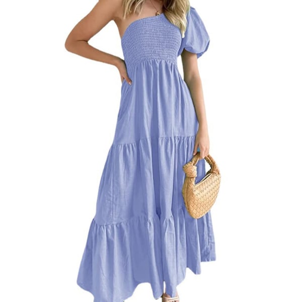 Bohemian ärmlös kjol Strandklänning Hög midja Klänning Kvinnlig Klänning Blue XL