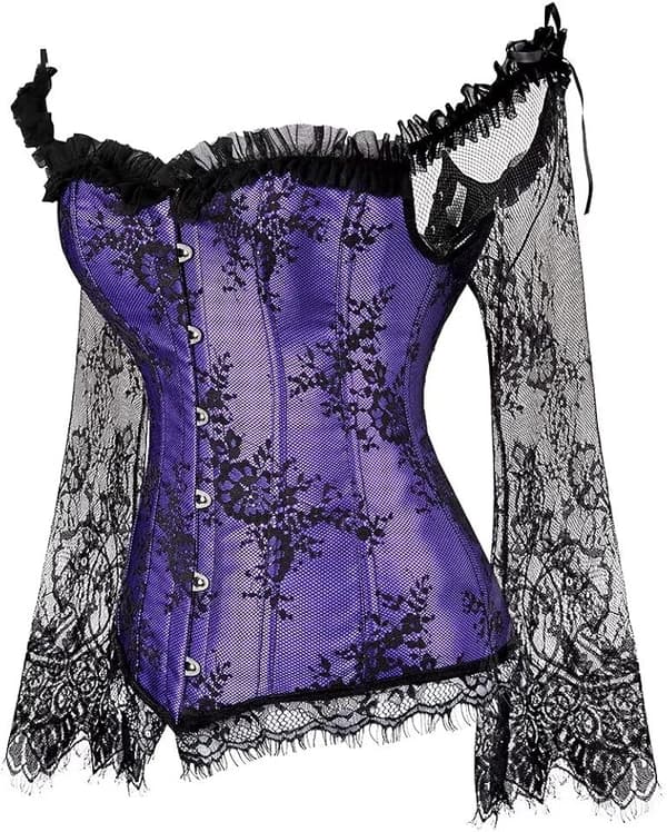 Korsetter til kvinder Overbust Bustier Top Gotisk exy houlder Pueple S