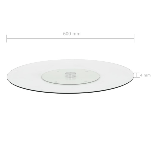vidaXL Snurrbar serveringsbricka  60 cm härdat glas transparent