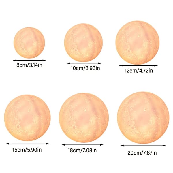 3D Månelampe LED Natlampe 20CM 20CM