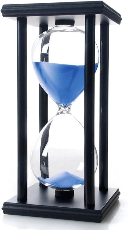 60-minutters timeglass, sandtimer i tre, blå