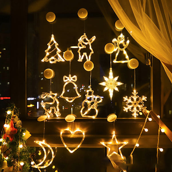 Batteridriven varmvit, jul LED-ljus Polaris + Snowflake