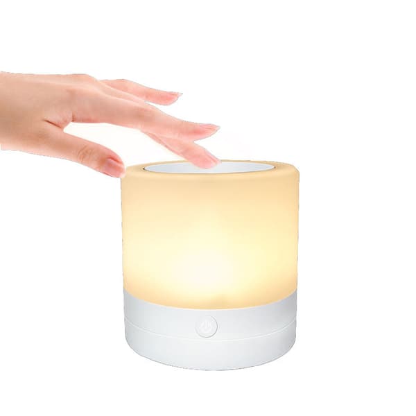 Nattlys, Hvit 360° Mini Farget Bedside Lampe, Oppladbar
