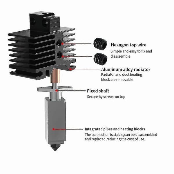 för Bambu Lab V2.0 X1/P1S/P1P Extruder Hot End Värmekit 3D-skrivartillbehör