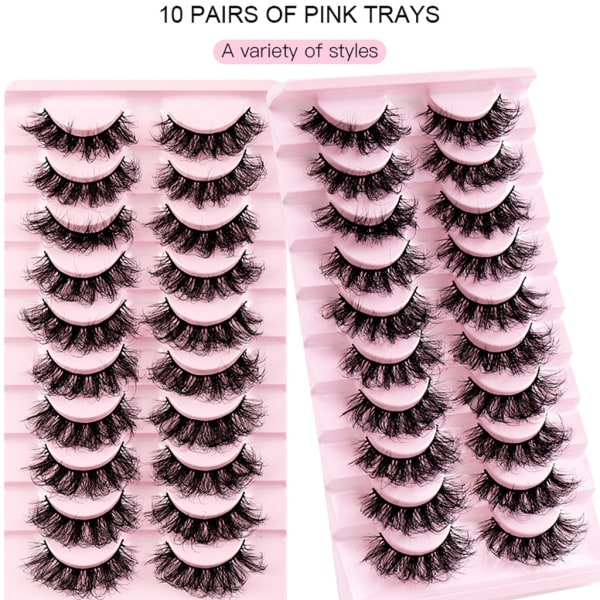 10 Par Mink Øyevipper 3D Mink Vipper Tykke Håndlagde Helstripe Vipper Cruelty-Free Mink Vipper Løsvipper Sminke D
